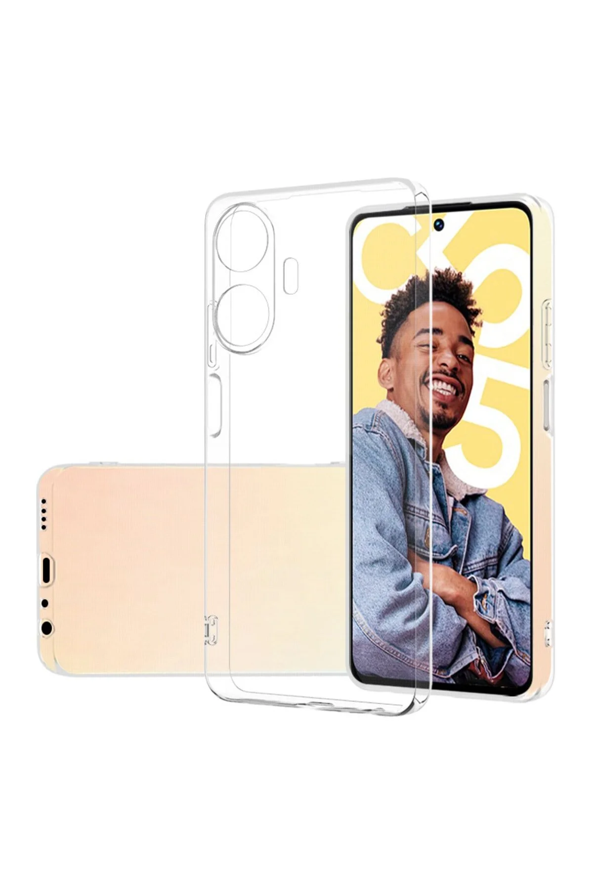 کاور و قاب پوشش محافظ سیلیکونی انعطاف پذیر شفاف بی رنگ از دوربین کیس REALME C55 فیبکس Fibaks