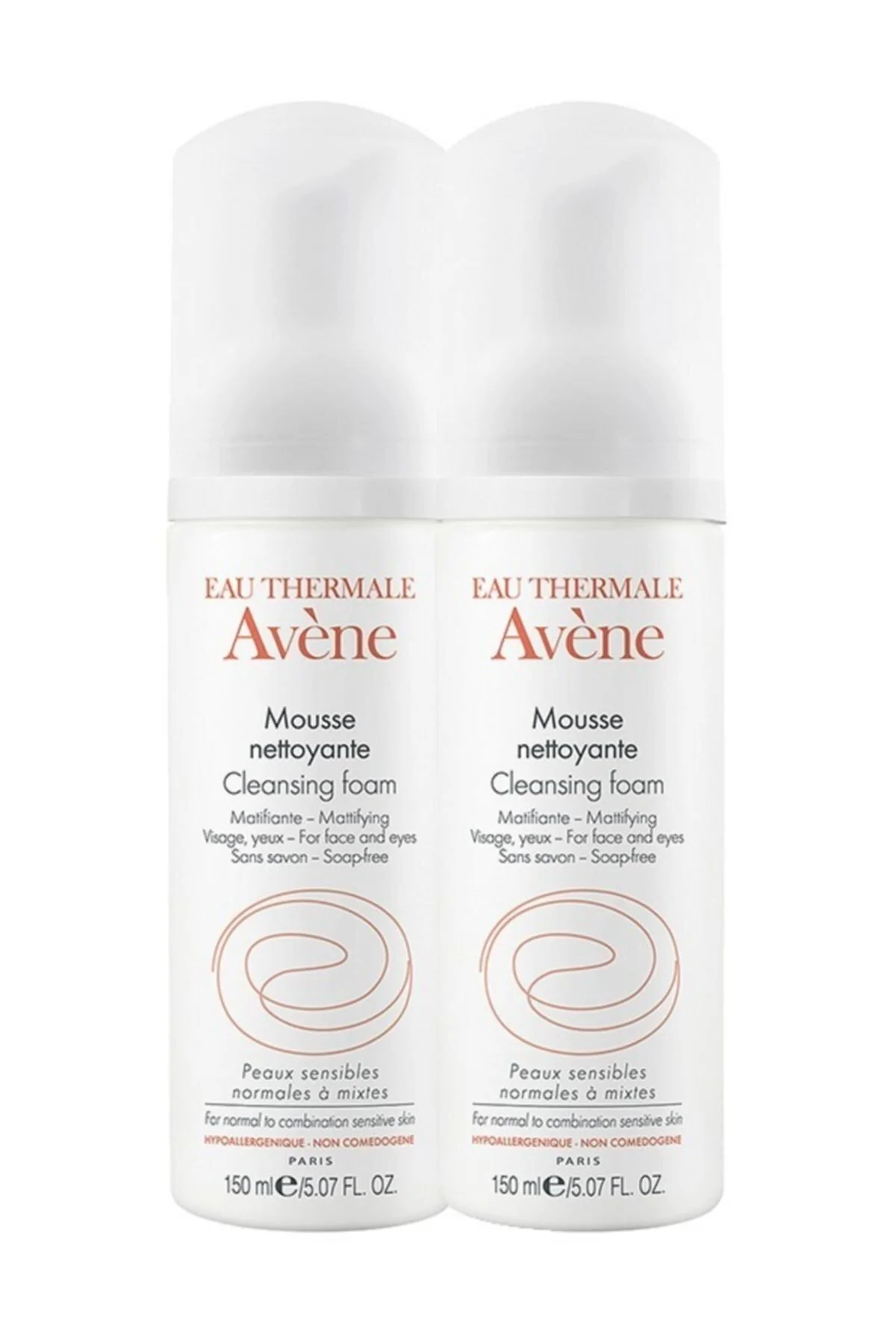 Avene پفی کرم پاک کننده پوست موس نظافتی 150 میلی لیتر X2