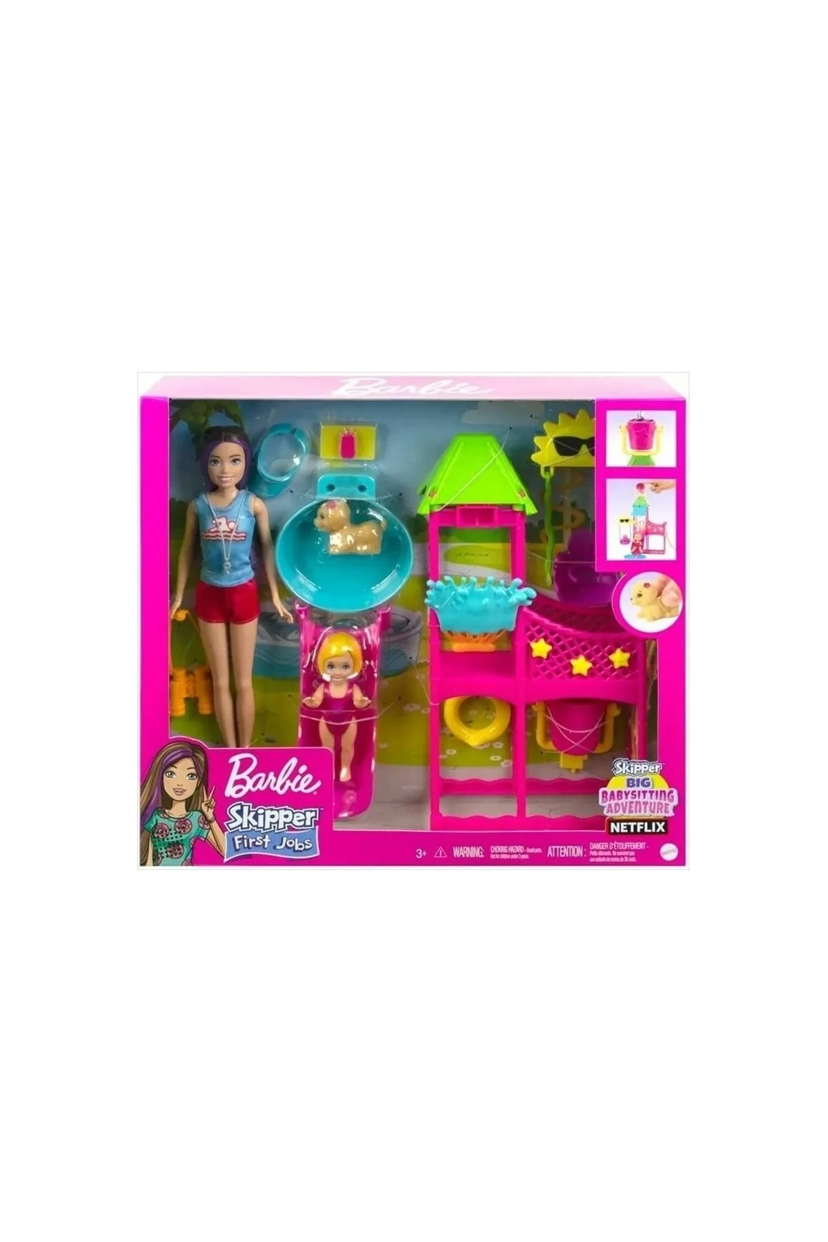 عروسک های مدل مجموعه بازی سرگرم کننده پارک آب SKIPPER HKD80 Barbie