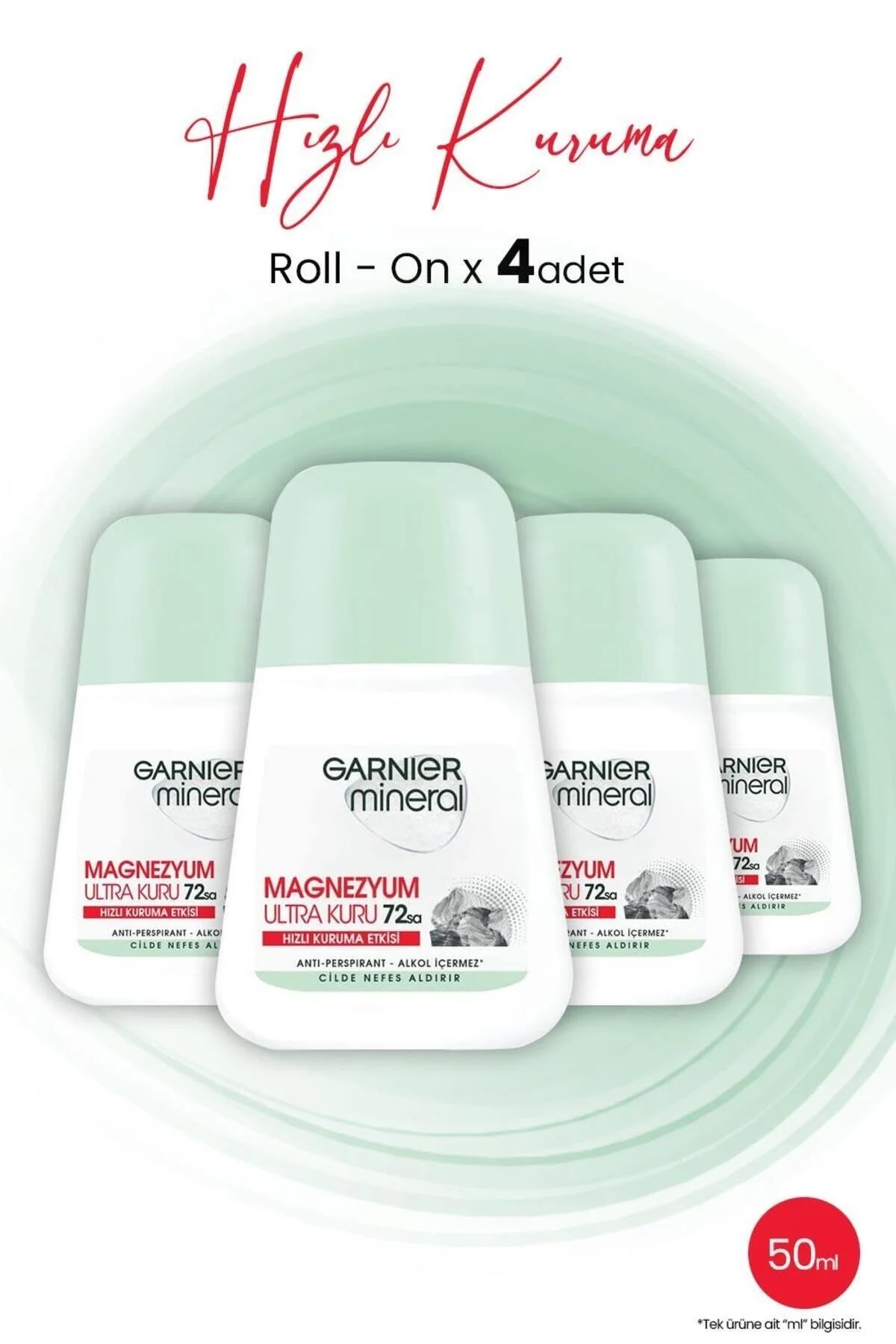 دئودورانت و رول آن زنانه معدنی منیزیم فوق العاده خشک 72 ساعت X 4 قطعه Garnier