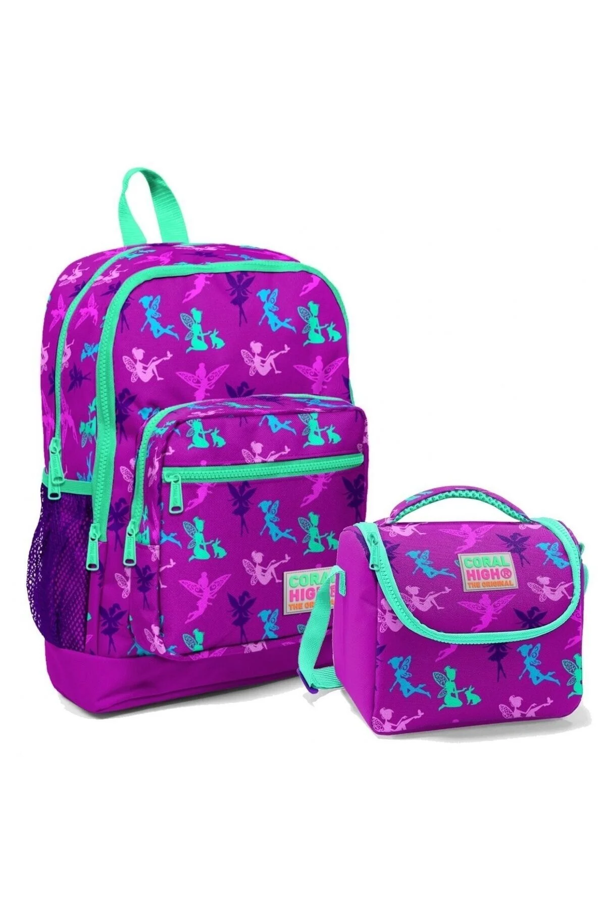 کیف ناهار ست جعبه نهار دخترانه بنفش پری Coral High