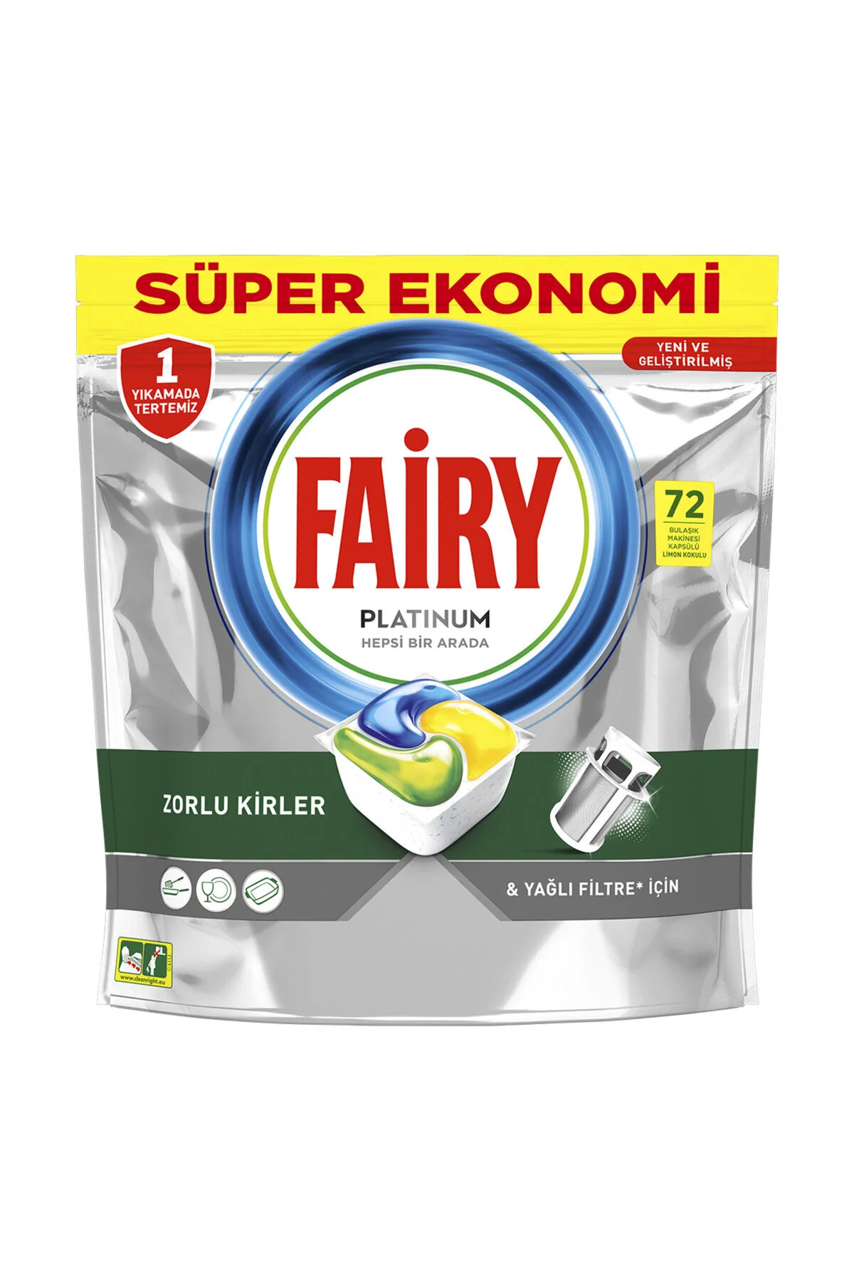 قرص و پودر ماشین ظرفشویی پلاتین به علاوه 72 Fairy