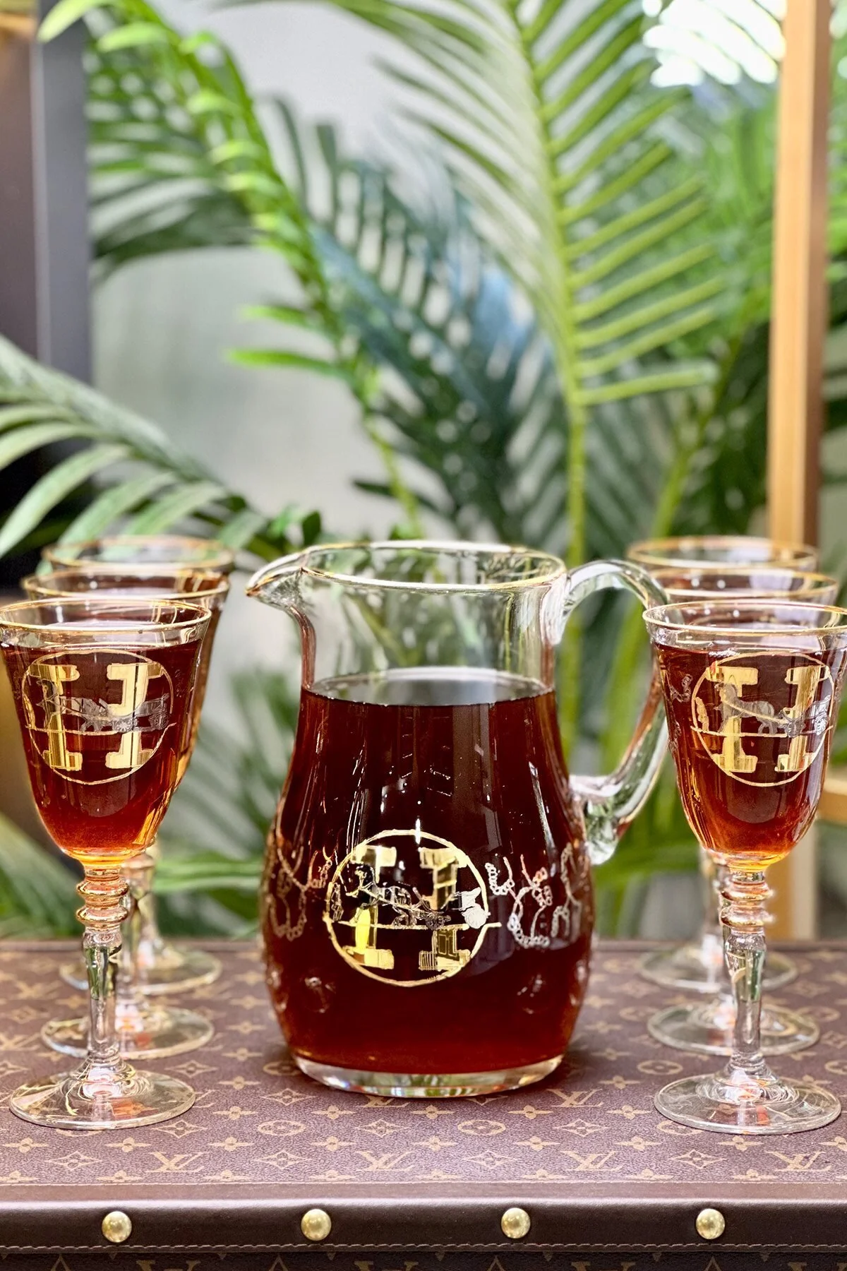 لیوان پایه‌دار گلاس H PATTERN GOLD 6 قطعه مجموعه ARTER Home