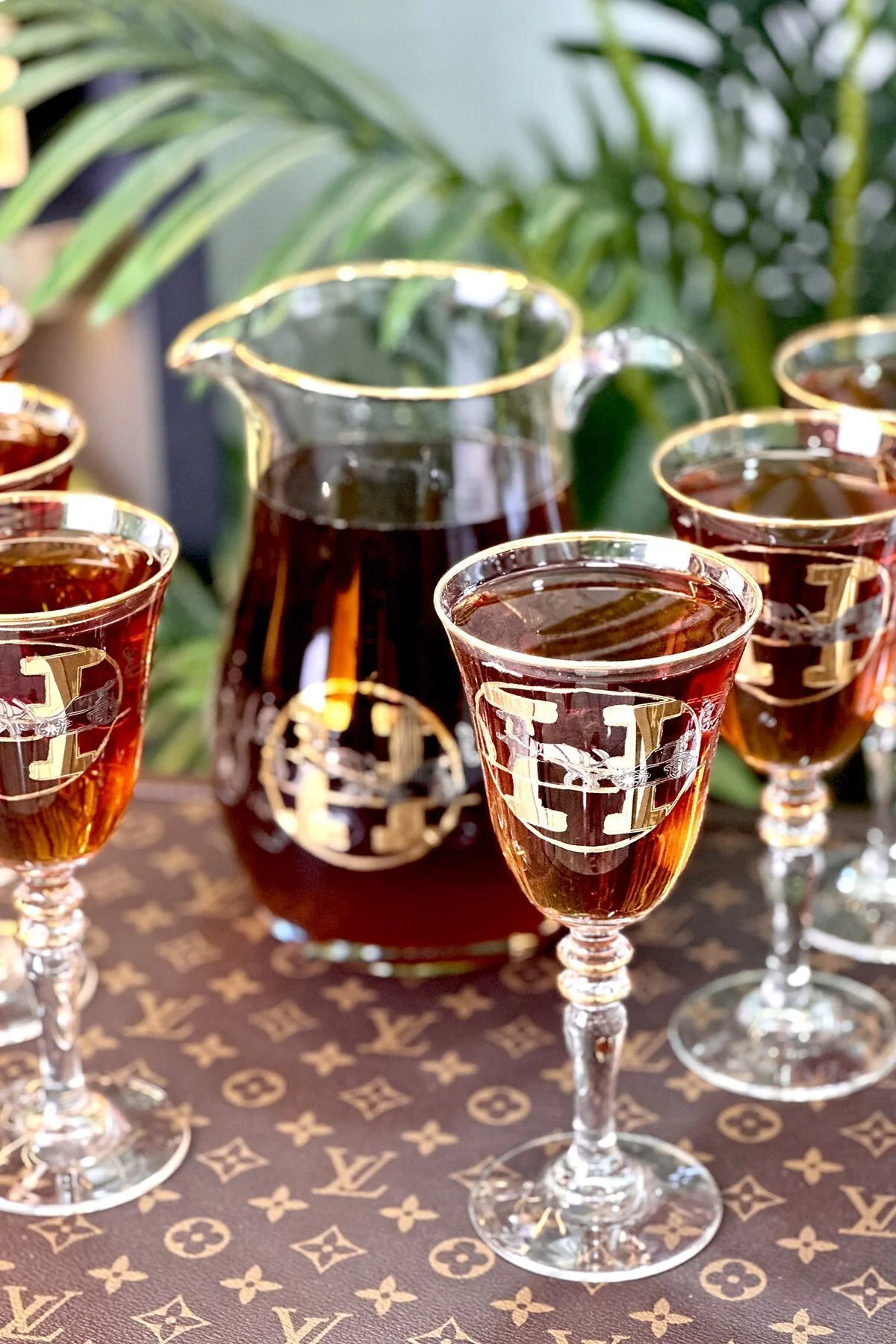 لیوان پایه‌دار گلاس H PATTERN GOLD 6 قطعه مجموعه ARTER Home