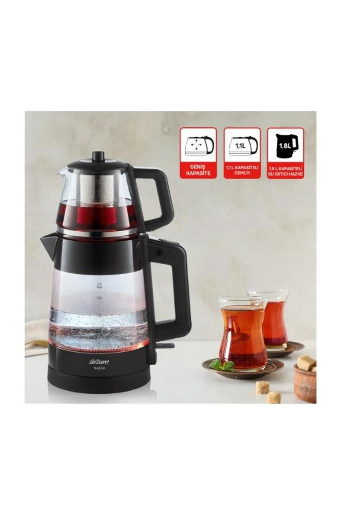 چای ساز TEAMOND TEA MACHINE BLACK AR3136 Arzum
