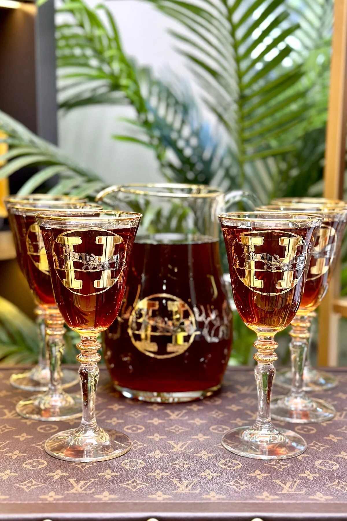 لیوان پایه‌دار گلاس H PATTERN GOLD 6 قطعه مجموعه ARTER Home