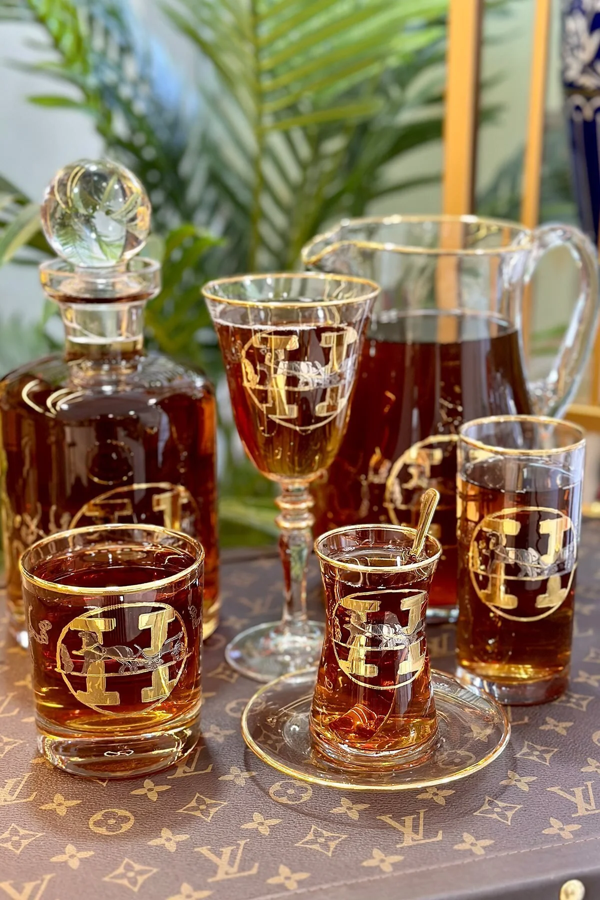 لیوان پایه‌دار گلاس H PATTERN GOLD 6 قطعه مجموعه ARTER Home