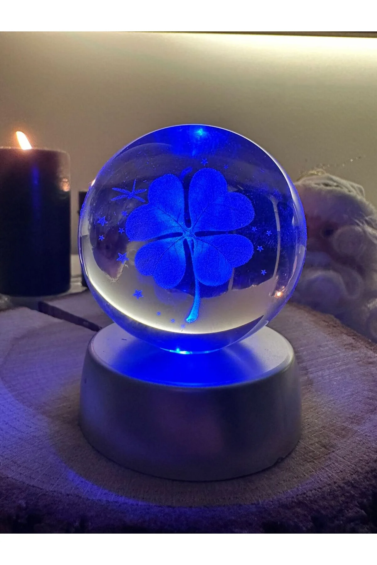گوی برفی LUCK CLOVER LOVE SPHERE سه بعدی توپ کریستالی با تغییر رنگ از ترکیه nesever store