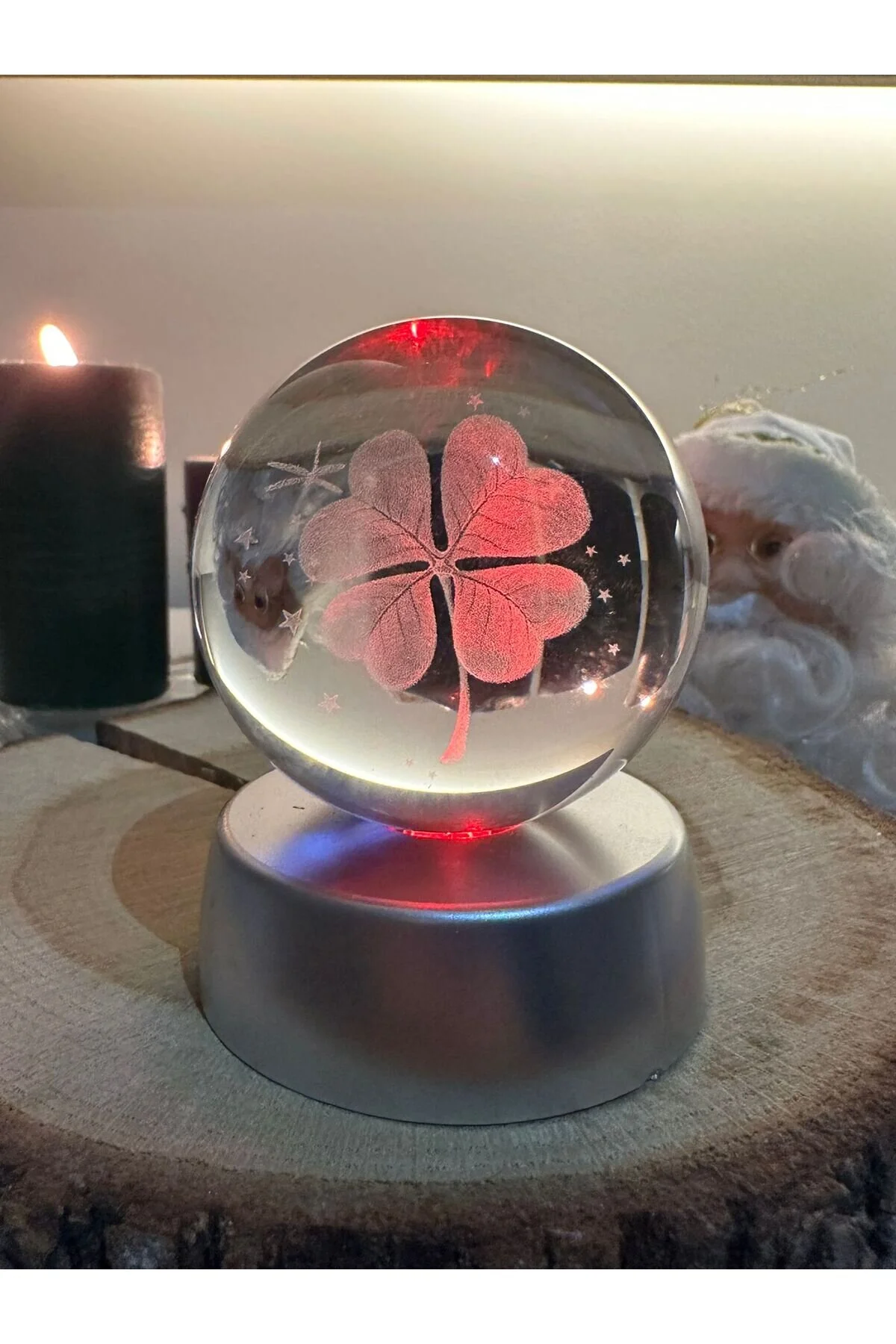 گوی برفی LUCK CLOVER LOVE SPHERE سه بعدی توپ کریستالی با تغییر رنگ از ترکیه nesever store
