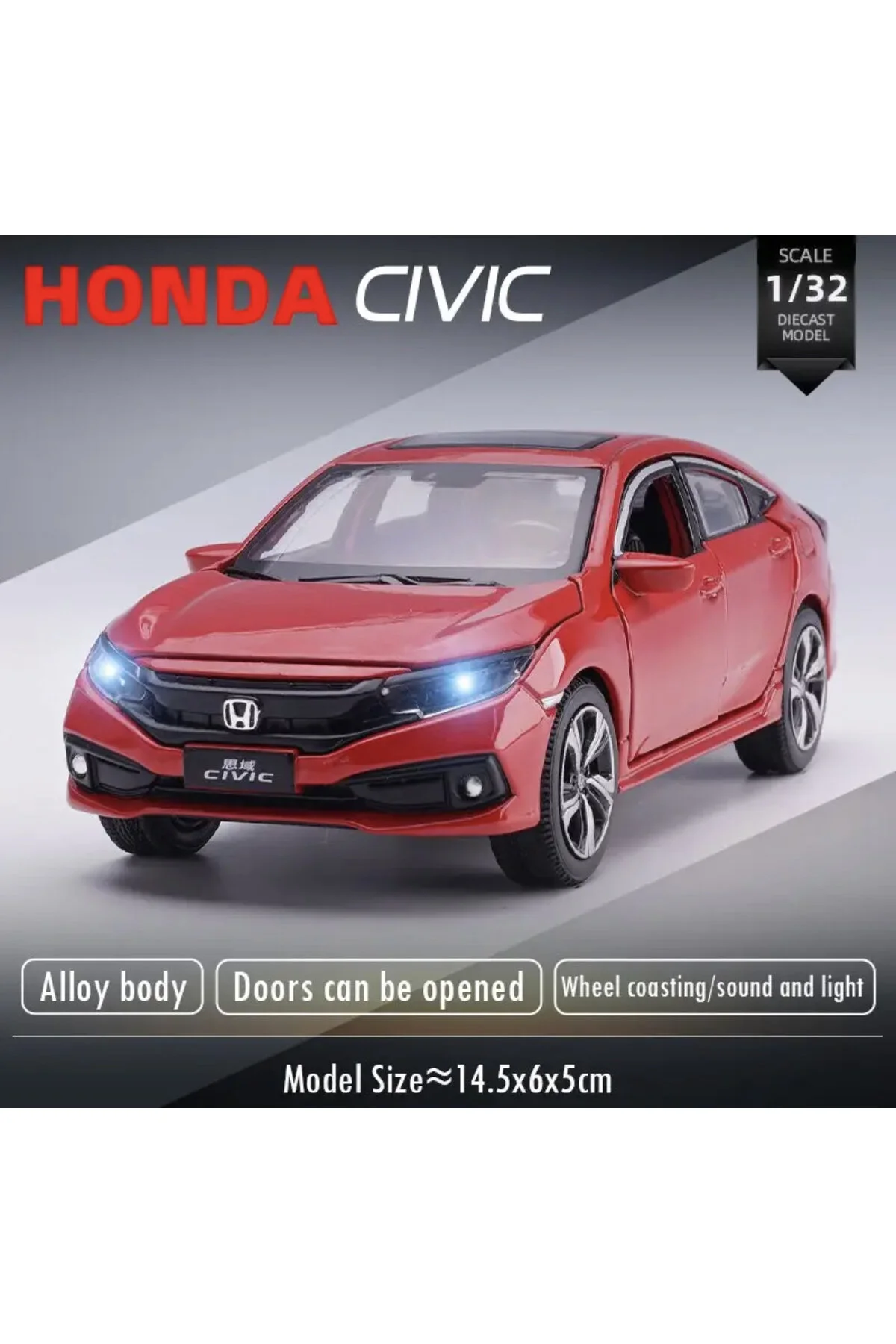 ماشین اسباب بازی HONDA CIVIC TYPE R 1:32 MODEL CAR RED CarStore
