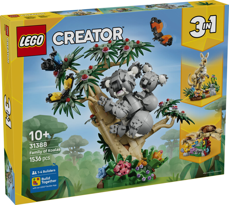 مجموعه ساختنی حیوانات وحشی لگو LEGO کریتور ۳ در ۱ مدل 31388، خانواده کوالا، ۱۵۳۶ قطعه