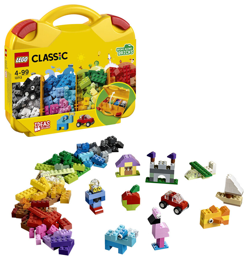 مجموعه ساختنی لگو LEGO کلاسیک مدل 10713، ۲۱۳ قطعه، کیف زرد با محفظه‌های تفکیک