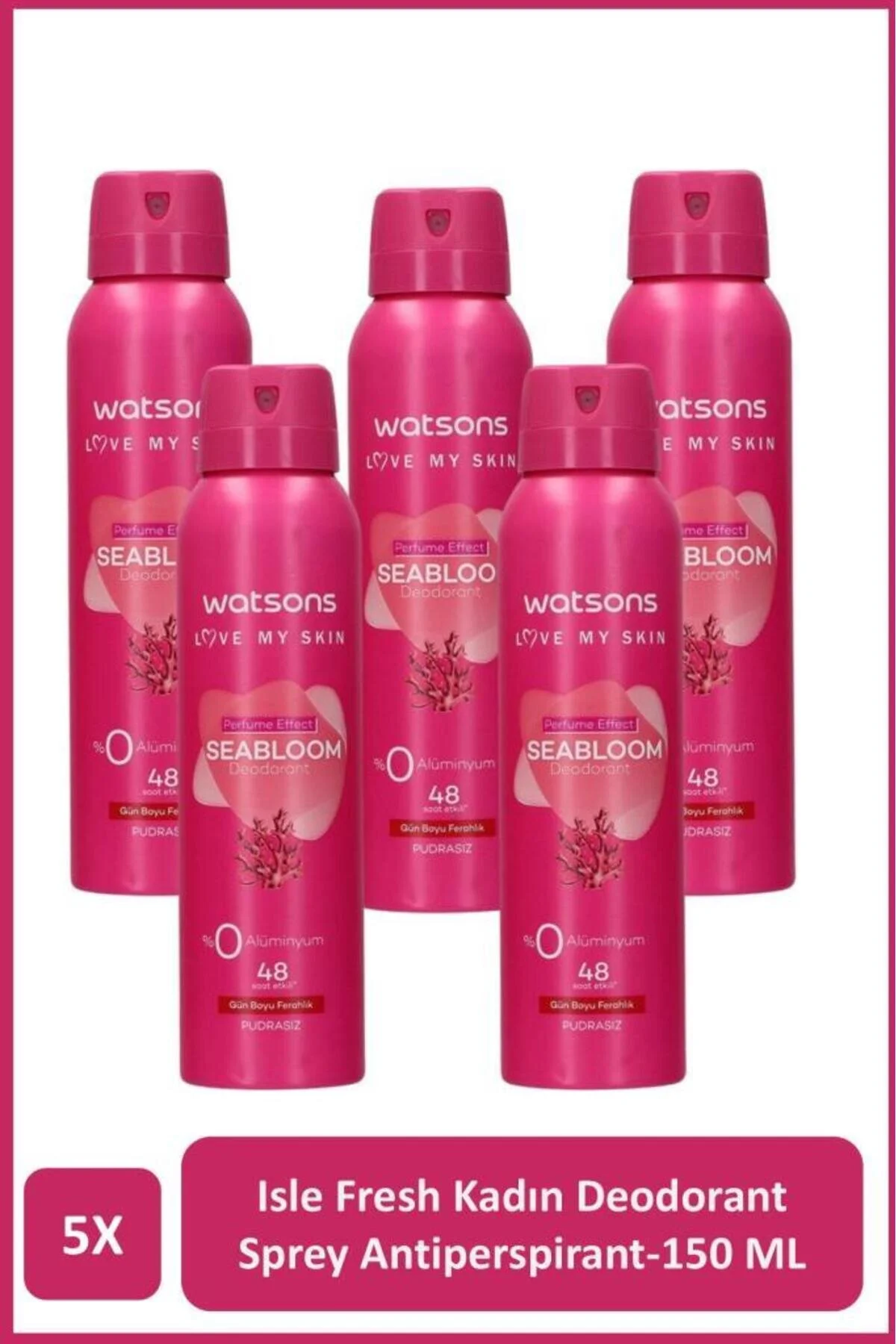 اسپری دئودورانت زنانه واتسونز Watsons Seabloom بدون پودر، بسته ۵ عددی ۱۵۰ میلی‌لیتری