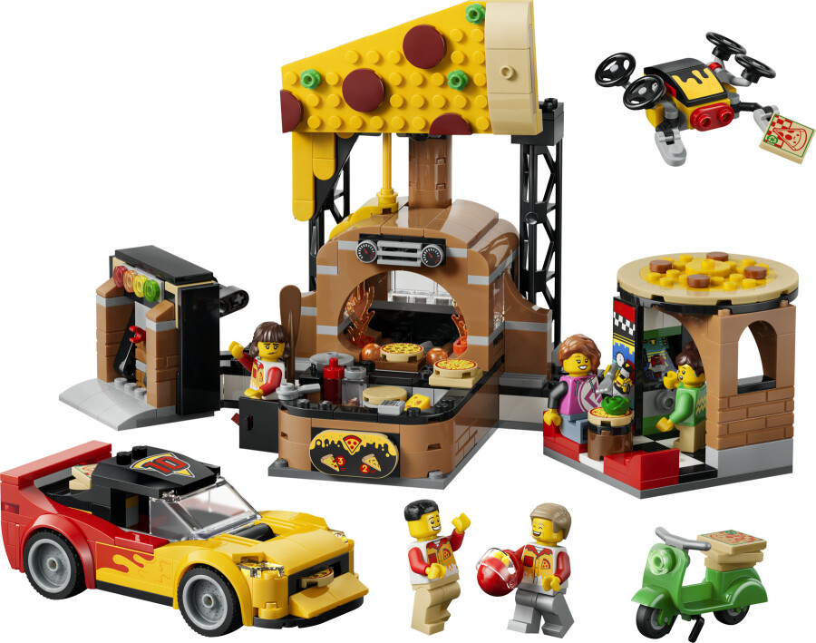 مجموعه ساختنی پیتزافروشی و وسایل نقلیه توزیع پیتزا، لگو LEGO سیتی مدل 60496، ۴۹۴ قطعه، حداقل سن ۶ سال