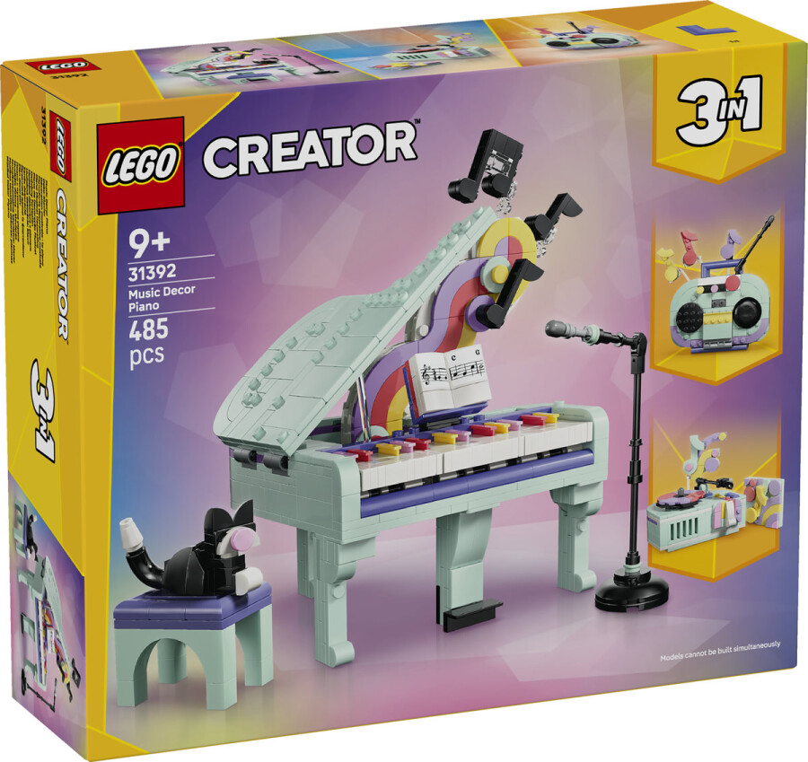 مجموعه ساختنی لگو LEGO کریتور ۳ در ۱ مدل 31392، پیانوی تزئینی گربه‌دار موسیقایی، ۴۸۵ قطعه، حداقل سن ۹ سال