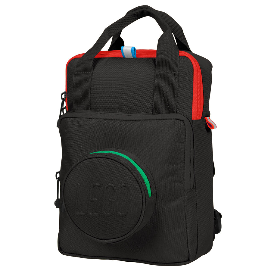 کوله‌پشتی کودک لگو LEGO سری آیکونیک مدل 20206B-0354 طرح قطعه ساخت 1x1، مشکی و چندرنگ، ظرفیت ۷ لیتر