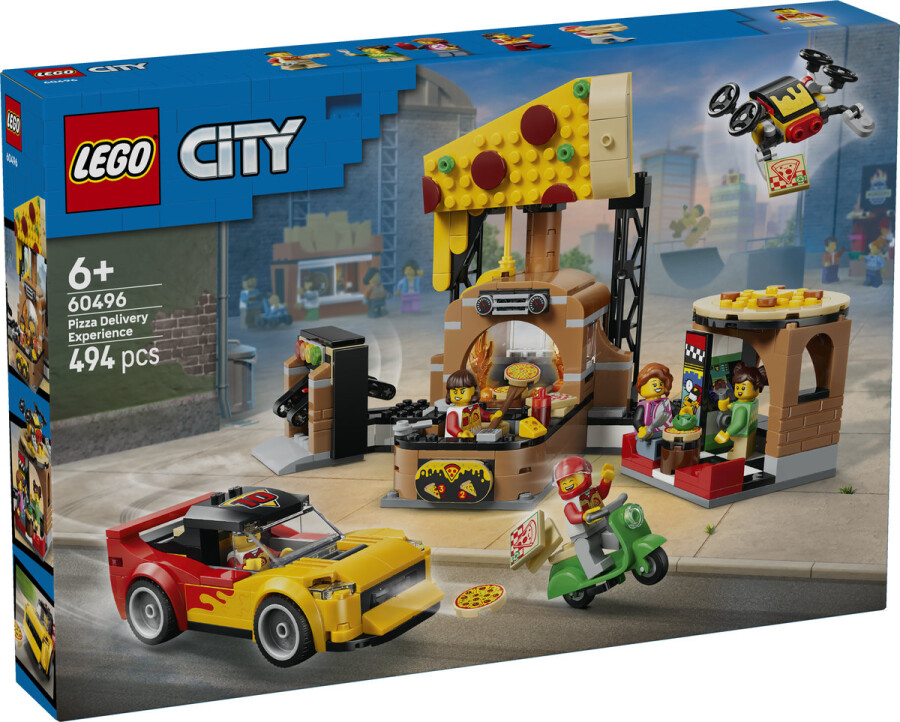 مجموعه ساختنی پیتزافروشی و وسایل نقلیه توزیع پیتزا، لگو LEGO سیتی مدل 60496، ۴۹۴ قطعه، حداقل سن ۶ سال