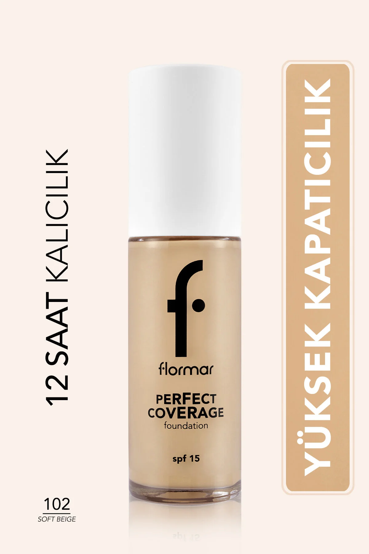 کرم‌پودر پرفکت کاوریج فلورمار Flormar مدل 6809 با پوشش بالا و SPF15 یونیسکس بژ