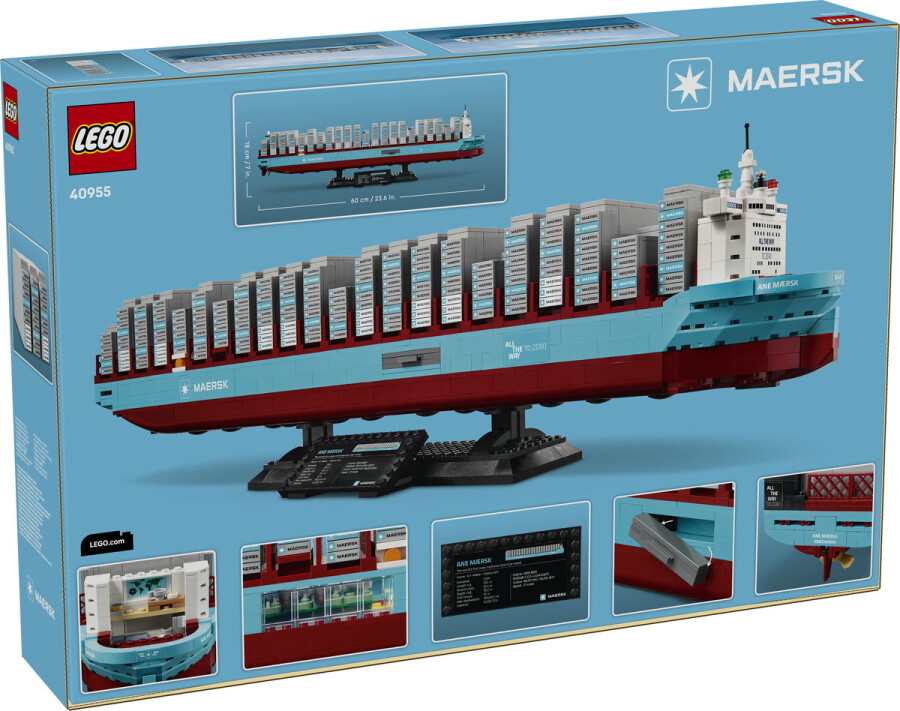 مجموعه ساختنی و نمایشی کشتی کانتینری دوگانه‌سوز مرسک لگو LEGO آیکونیک Iconic مدل 40955، ۱۵۱۶ قطعه، حداقل سن ۱۲ سال