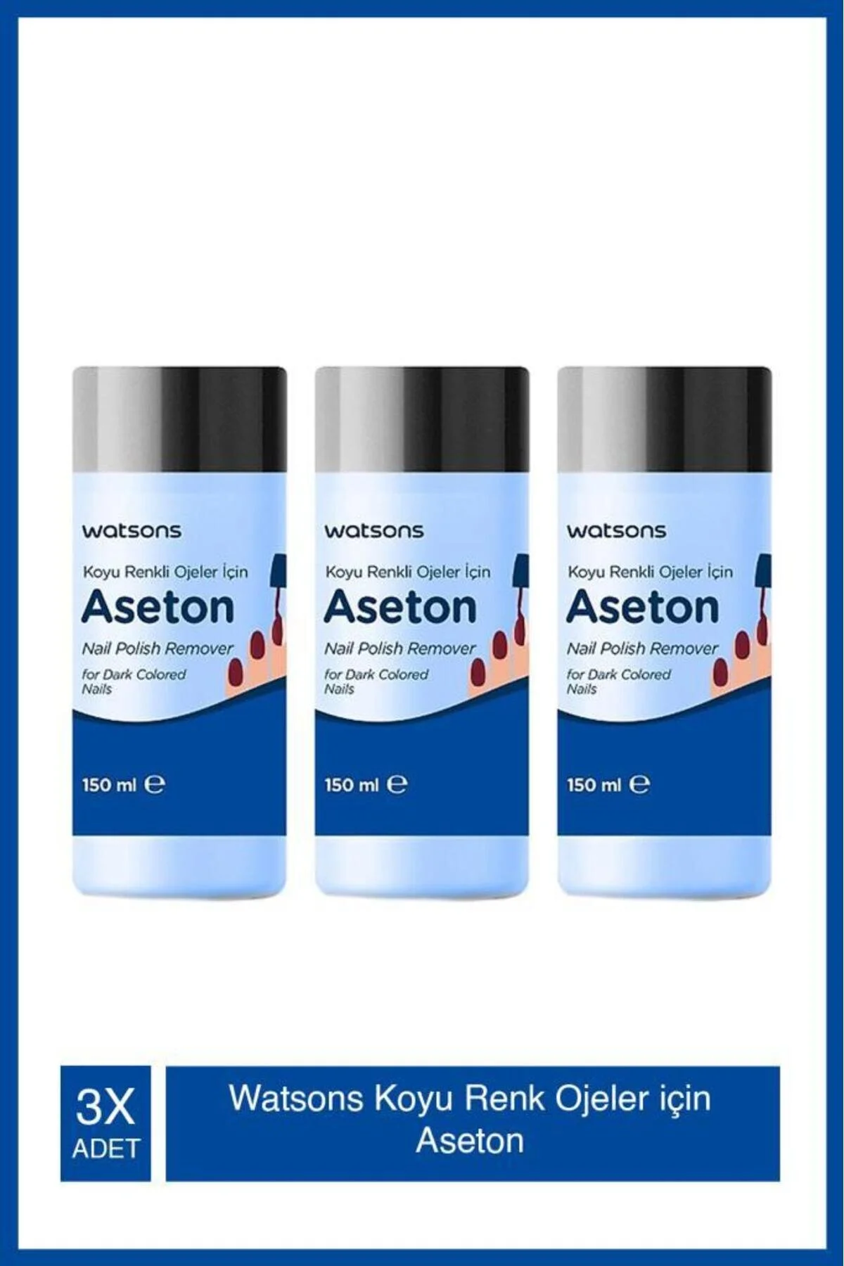 پاک‌کننده لاک ناخن واتسون Watsons برای لاک‌های تیره، ۱۵۰ میلی‌لیتر؛ بسته ۳ عددی