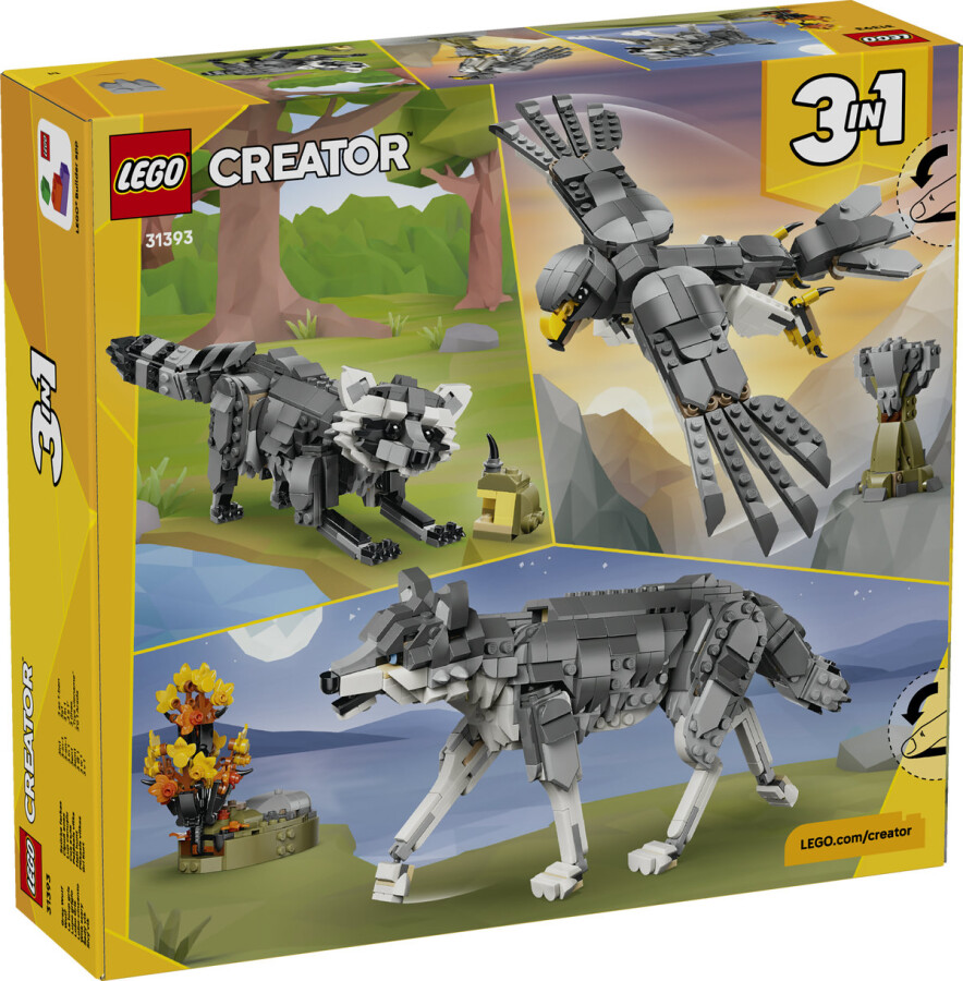 مجموعه ساختنی لگو LEGO کریتور ۳ در ۱ مدل 31393، حیوانات جنگل گرگ خاکستری، ۶۵۷ قطعه