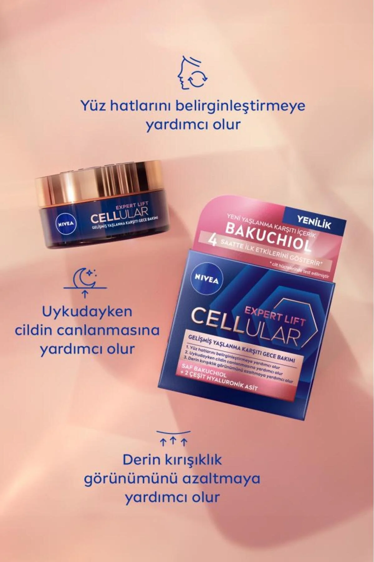 کرم شب صورت ضدپیری و مرطوب‌کننده نیوآ NIVEA Cellular Bakuchiol، ۵۰ میلی‌لیتر
