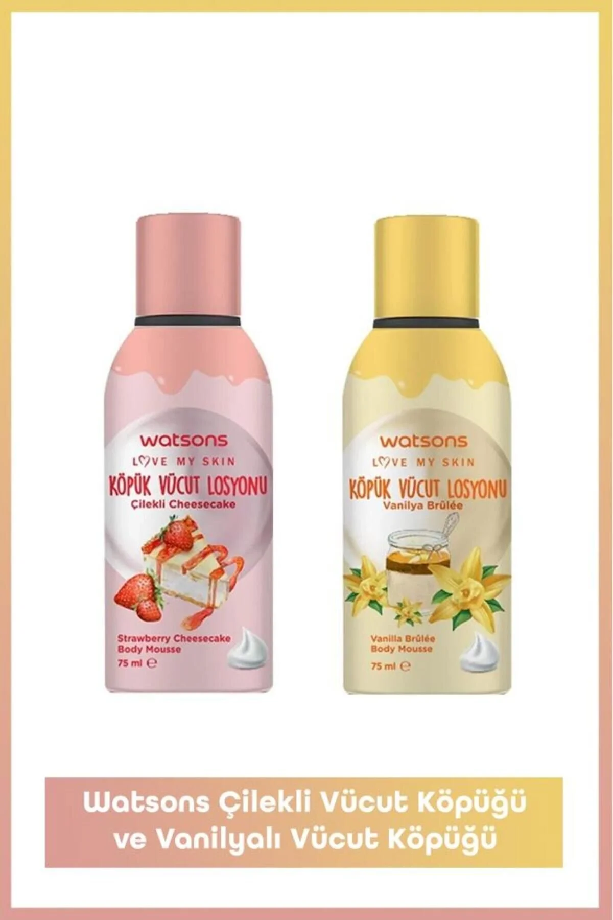 فوم بدن واتسونز Watsons با رایحه توت‌فرنگی و وانیل، مدل SETW618 75 ml