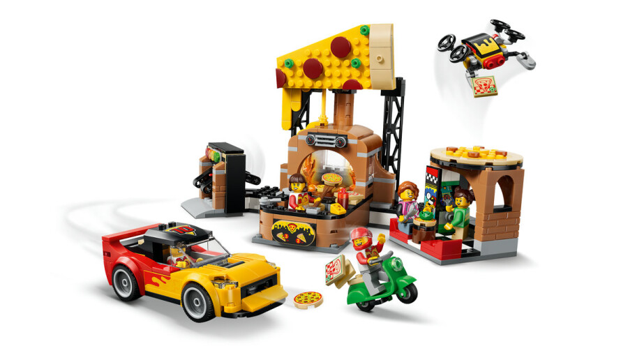 مجموعه ساختنی پیتزافروشی و وسایل نقلیه توزیع پیتزا، لگو LEGO سیتی مدل 60496، ۴۹۴ قطعه، حداقل سن ۶ سال